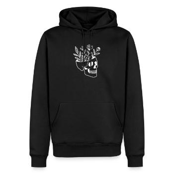 Schädel Totenkopf Pflanzentopf Botanik Sukkulente  - Männer Premium Bio Hoodie - Schwarz - Vorne - Nico (187cm)