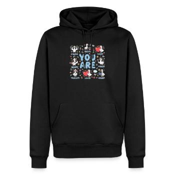 You Are: Bold Positivity with Geese - Men’s Premium Organic Hoodie - black - Front - Nico (187cm)