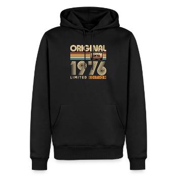 50 years, 50th anniversary - Men’s Premium Organic Hoodie - black - Front - Nico (187cm)