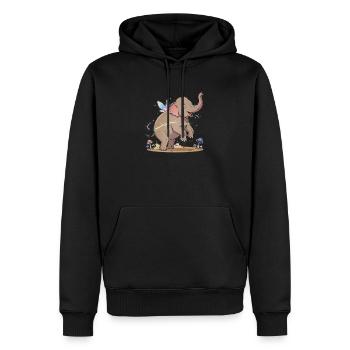Éléphant joyeux aux ailes de fée - Sweat à capuche Premium bio Homme - noir - Devant - Nico (187cm)