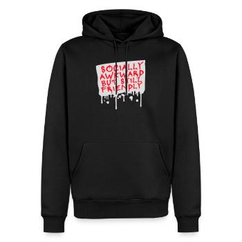 Socially Awkward But Still Friendly Lustig Spruch - Männer Premium Bio Hoodie - Schwarz - Vorne - Nico (187cm)