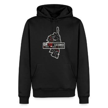 GR20 Corse randonne cadeau randonneur - Sweat à capuche Premium bio Homme - noir - Devant - Nico (187cm)