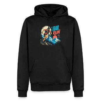 course sur sentier - Sweat à capuche Premium bio Homme - noir - Devant - Nico (187cm)
