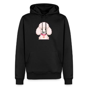 Pudel (Comic-Porträt) - Männer Premium Bio Hoodie - Schwarz - Vorne - Nico (187cm)