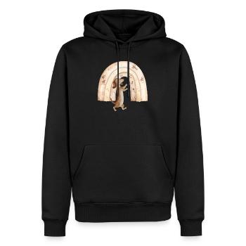 Teckel devant l’arc-en-ciel - Sweat à capuche Premium bio Homme - noir - Devant - Nico (187cm)