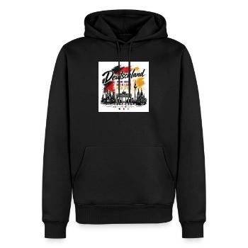 Deutschland Stolz Motiv – Flaggenpinsel - Männer Premium Bio Hoodie - Schwarz - Vorne - Nico (187cm)