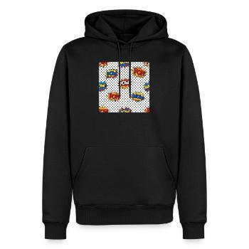 Pop-Art-Comic-Burst-Muster - Männer Premium Bio Hoodie - Schwarz - Vorne - Nico (187cm)