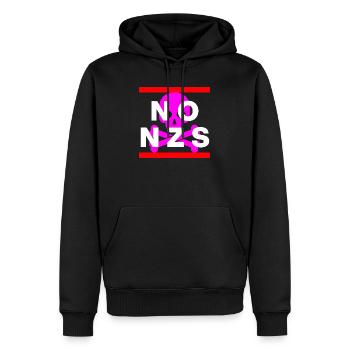 PAS DE NZS, PLUS JAMAIS, D’ANTIFASCISME, PAS D’AFD PINK - Sweat à capuche Premium bio Homme - noir - Devant - Nico (187cm)