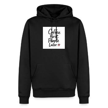D’abord le café, les gens puis le cœur Citation - Sweat à capuche Premium bio Homme - noir - Devant - Nico (187cm)