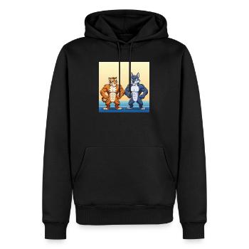 Collection de dessins animés GIDAGI Fitness - Sweat à capuche Premium bio Homme - noir - Devant - Nico (187cm)