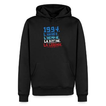 1994 L'année L'homme La Mythe La Légende  - Sweat à capuche Premium bio Homme - noir - Devant - Nico (187cm)