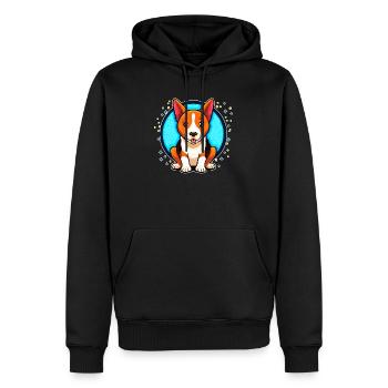 Basenji Dog (portrait comique) - Sweat à capuche Premium bio Homme - noir - Devant - Nico (187cm)