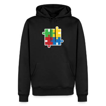 Autism Puzzle Icon - Men’s Premium Organic Hoodie - black - Front - Nico (187cm)