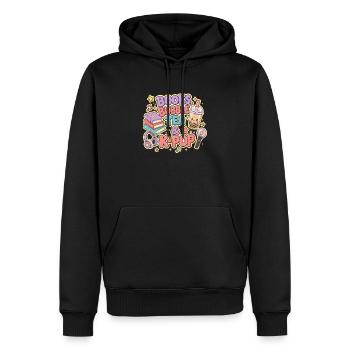 Livres, bubble tea et K-Pop - Sweat à capuche Premium bio Homme - noir - Devant - Nico (187cm)