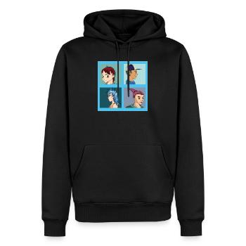 Quatre portraits tirés d’illustrations d’anime - Sweat à capuche Premium bio Homme - noir - Devant - Nico (187cm)