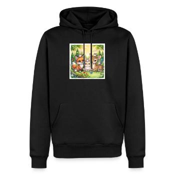 Cute Woodland Friends – Fox, Bunny & Deer Fantasy - Männer Premium Bio Hoodie - Schwarz - Vorne - Nico (187cm)