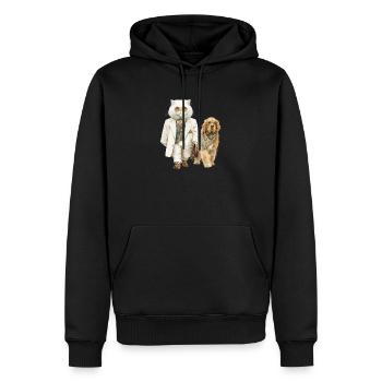 Old Money Cat – Élégance sur pattes de velours - Sweat à capuche Premium bio Homme - noir - Devant - Nico (187cm)