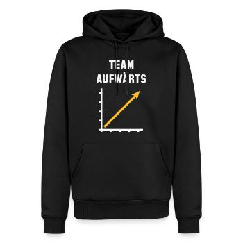 Team Aufwärts (Erfolg / Fortschritt / NEG Gold 2C) - Männer Premium Bio Hoodie - Schwarz - Vorne - Nico (187cm)