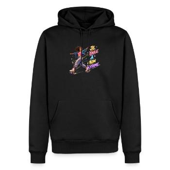 Rythme Neon en Roller - Sweat à capuche Premium bio Homme - noir - Devant - Nico (187cm)