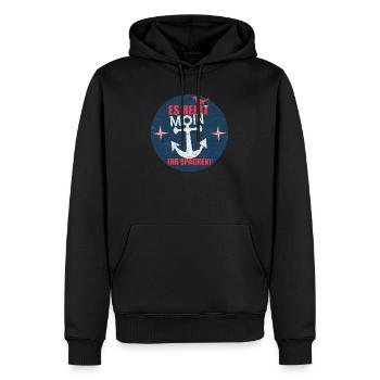 Es_heisst_Moin-_Ihr_Spacken - Männer Premium Bio Hoodie - Schwarz - Vorne - Nico (187cm)