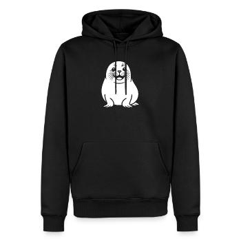 Cute seal silhouette - Men’s Premium Organic Hoodie - black - Front - Nico (187cm)