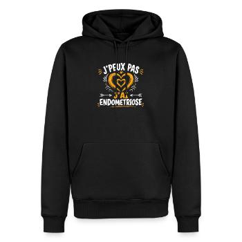 T-shirt J'peux Pas J'ai Endometriose Humour - Sweat à capuche Premium bio Homme - noir - Devant - Nico (187cm)