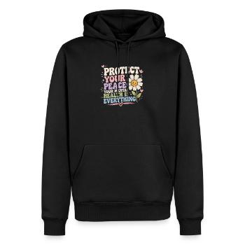 Protect Your Peace: Health Is Everything - Men’s Premium Organic Hoodie - black - Front - Nico (187cm)
