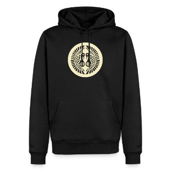 Vintage Oriental Jaune pâle Ikko Ikki Japan Mon - Sweat à capuche Premium bio Homme - noir - Devant - Nico (187cm)