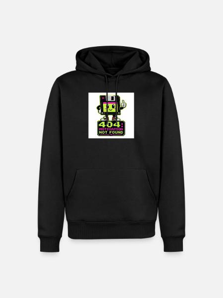 Retro 404 Motivation Nicht Gefunden - Männer Premium Bio Hoodie - Schwarz
