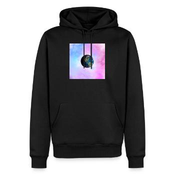 Globe terrestre dans une nébuleuse pastel - Sweat à capuche Premium bio Homme - noir - Devant - Nico (187cm)
