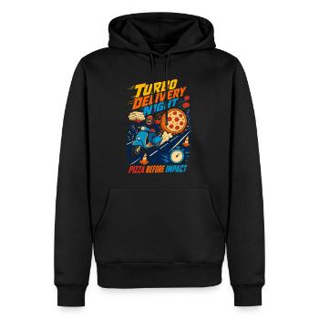 Livraison de pizza Turbo le soir - Sweat à capuche Premium bio Homme - noir - Devant - Nico (187cm)