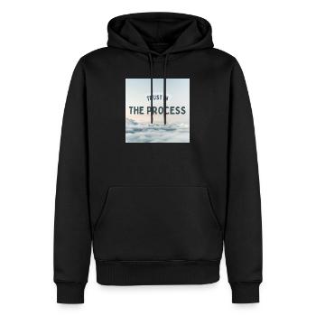 Conception inspirante de citation Trust In The Process - Sweat à capuche Premium bio Homme - noir - Devant - Nico (187cm)