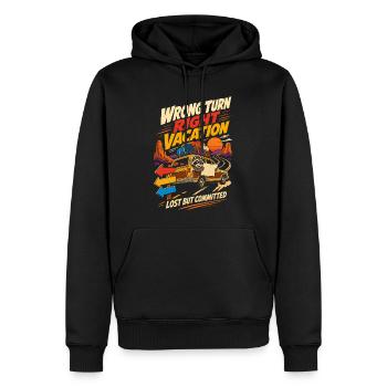 Mauvais tournant, bon chemin, humour de voyage en route de vacances - Sweat à capuche Premium bio Homme - noir - Devant - Nico (187cm)