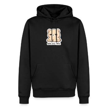 KuschelBär: Nope. Still Tired. - Männer Premium Bio Hoodie - Schwarz - Vorne - Nico (187cm)