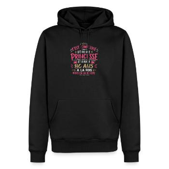 Une princesse et d'avoir 80 ans  - Sweat à capuche Premium bio Homme - noir - Devant - Nico (187cm)