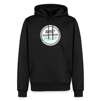 ADHS? Reizüberflutung. Kenn ich. - Männer Premium Bio Hoodie - Schwarz - Vorne - Nico (187cm)