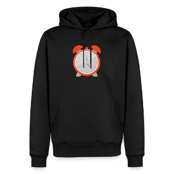 Wecker - Männer Premium Bio Hoodie - Schwarz - Vorne - Nico (187cm)
