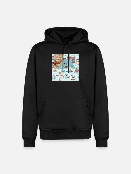 Flauschiges Wintermonster mit Schneekugel-Sammlung - Männer Premium Bio Hoodie - Schwarz