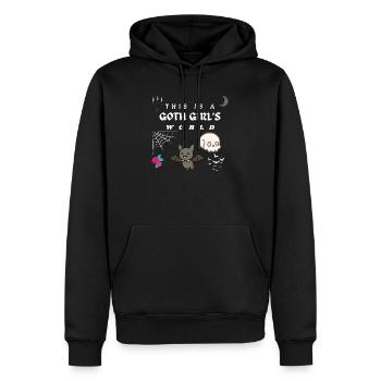 Goth Girl World – Gothic Motiv Geschenkidee  - Männer Premium Bio Hoodie - Schwarz - Vorne - Nico (187cm)