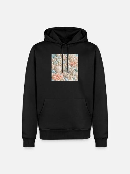 Pastellkorale und Meeresperlen - Männer Premium Bio Hoodie - Schwarz