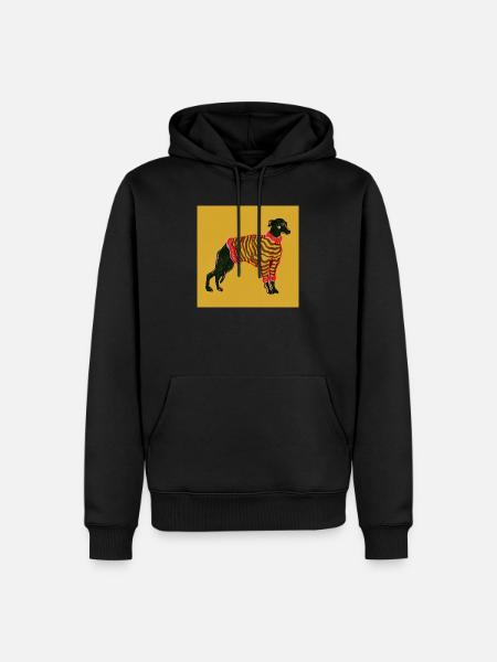 WHIPPET IN STREIFEN - Männer Premium Bio Hoodie - Schwarz