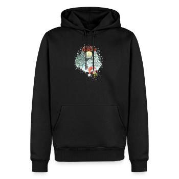 Merry Christmas mit Glücki & Bambi - Männer Premium Bio Hoodie - Schwarz - Vorne - Nico (187cm)