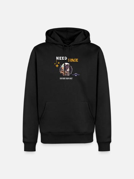 Need Space Cat Astronaut - Funny Space Kitty - Männer Premium Bio Hoodie - Schwarz