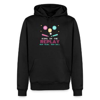 Ring In the Replay Neujahr Flipperhalle - Männer Premium Bio Hoodie - Schwarz - Vorne - Nico (187cm)