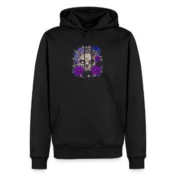 katzenschädel Rosen Gothic - Männer Premium Bio Hoodie - Schwarz - Vorne - Nico (187cm)