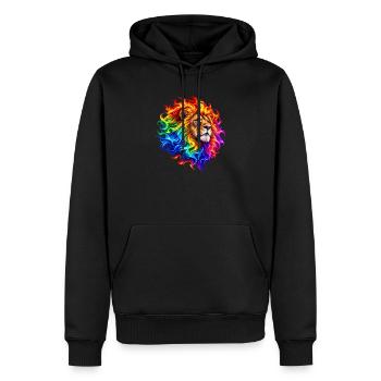 Feuerregenbogenlöwe - Männer Premium Bio Hoodie - Schwarz - Vorne - Nico (187cm)