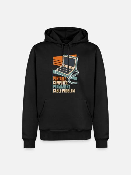 Laptop mit Kabelproblem – Computerhumor - Männer Premium Bio Hoodie - Schwarz