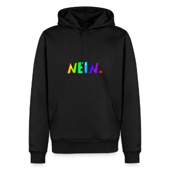 Nein | Nö | Lustig | Lachen | ablehnend - Männer Premium Bio Hoodie - Schwarz - Vorne - Nico (187cm)
