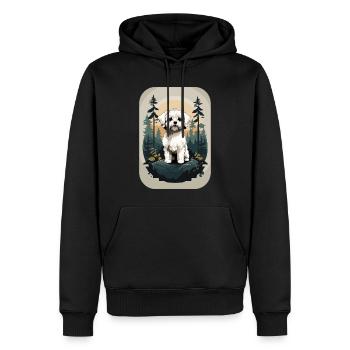 Bichon Chien havanais dans la forêt - Sweat à capuche Premium bio Homme - noir - Devant - Nico (187cm)