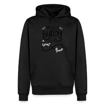 Les chiens disent les Pyrénées - Sweat à capuche Premium bio Homme - noir - Devant - Nico (187cm)